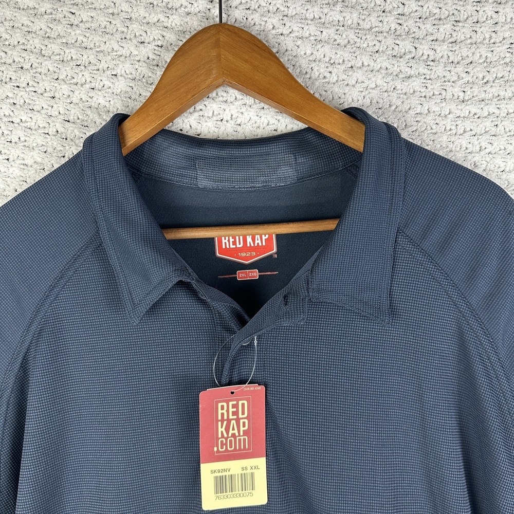 Red Kap Polo Shirt 2XL Blue Performance Workwear Short Sleeve NWT